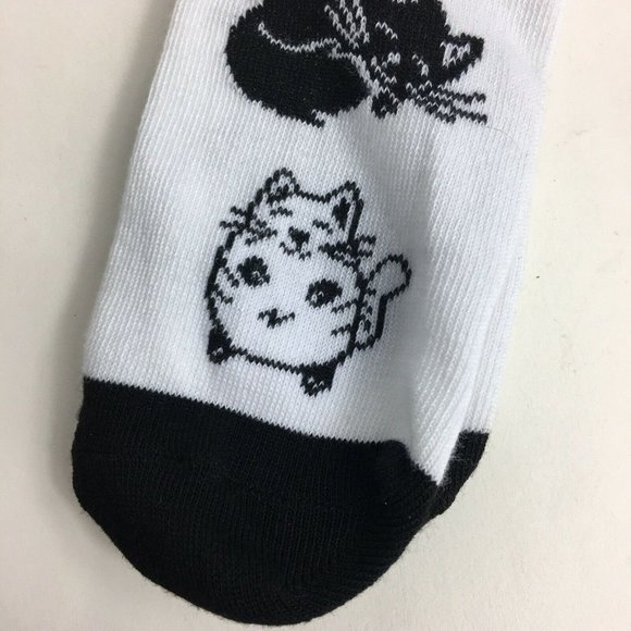 Rude Cat Womens Crew Socks Hot Topic Black White Meow Cats Kittens Kitty Fun New - Picture 6 of 12